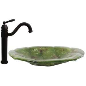  Geyser Emerald Reef Bathroom Glass Vessel Sink and ORB 