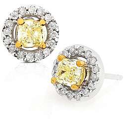   Gold 1ct TDW Fancy Yellow Diamond Earrings (VS1 I2)  