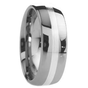  Tungsten Carbide Rings Wedding Bands Round Shape with Silver Inlay 