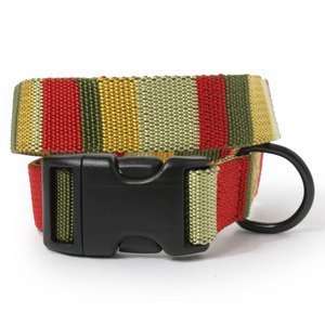  Red and Green Stripe Dog Collar M 
