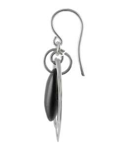 Sterling Silver Black Onyx Shepherds Hook Earrings  