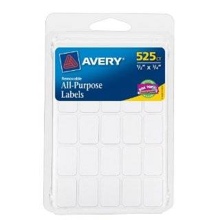 Avery Removable Rectangular Labels, 0.5 x 0.75 Inches, White, Pack of 