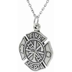 Sterling Silver Fire Dept Symbol Necklace  