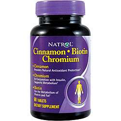 Natrol 60 count Cinnamon Chromium Biotin Supplements (Pack of 3 