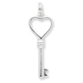 New Sterling Silver Open Heart Key Spring Ring Pendant  