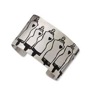  Stainless Steel Blue Trees Brushed Cuff Bangle Jewelry