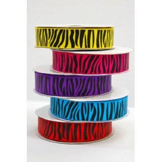  Zebra Stripe Print Grosgrain Ribbon Purple/Black   7/8 