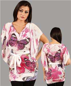 Pink Floral Plus size batwing sleeve blouse XL 2XL 3XL  
