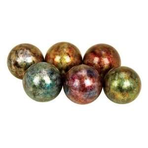  Assortment Of 6 Round Ceramic Decorative Balls Beauty