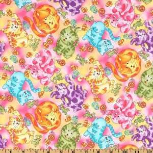   Cat titude Playful Cats Pink Fabric By The Yard Arts, Crafts & Sewing
