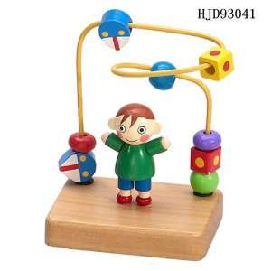  Wooden boys Stringing beads for kids intelligence toy 