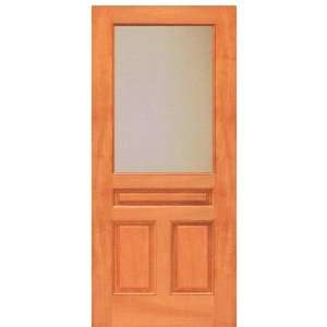   x6 8) Mahogany 3 Panel Door Half Lite with Clear Dual Low E Glass