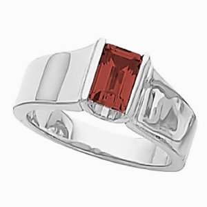    14K White Gold Mozambique Garnet Etruscan Style Ring Jewelry