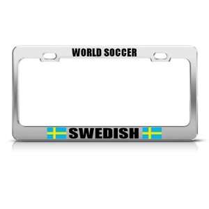 Sweden Swedish Flag World Soccer Metal license plate frame Tag Holder