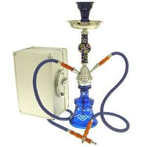  19 2 Hose Blue Clear Crystal Fusion Hookah with Case 