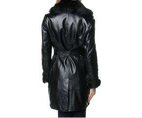   beige 100 leather trench jacket coat faux fur plus size 2X  
