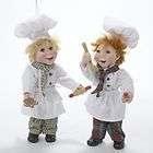 jacqueline kent 2 chef ornaments with wooden spoon and with