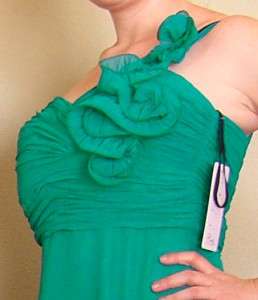 Prom Green Chiffon One Shoulder Sleeveless Bridesmaid Gown Evening 