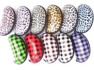   Sun glasses Hard Case Box Shell Leopard Print and Grid lines  