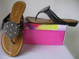 Womens Black beaded flat sandals NEW sizes 6   10 shoes  