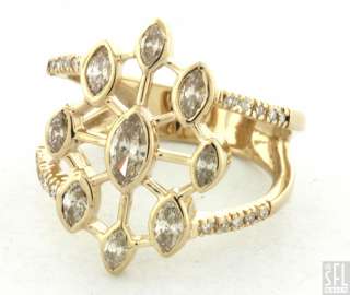 18K GOLD FANCY HIGH FASHION .95CT DIAMOND COCKTAIL RING SIZE 6.75 