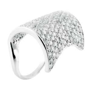    Sterling Silver Bridge Ring With Clear CZ For Women Size 5 Jewelry