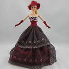 New Noble Lace Red Clothes Set Party Dress Gown Outfit for Barbie Doll 