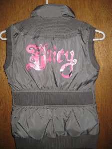 NWT Juicy Couture Girls Sz 8 Grey Slate Sleeveless PUFFER Vest / Ski 