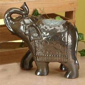  Charcoal Walking Glass Mosaic Elephant Figure