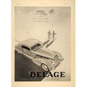  1939 French Ad Delage Vintage Car Agostini Skiing Skier 