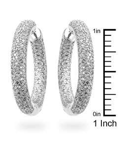 14k Gold 5 2/5ct TDW Pave Diamond Hoop Earrings  