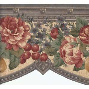  Wallpaper Border Victorian Fruit & Floral Swag Kitchen 