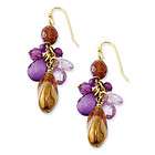   tone Purple Crystal Beaded Dangle Ear vintage costume/fashion jewelry