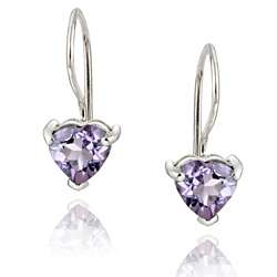 Glitzy Rocks Sterling Silver Heart shaped Amethyst Earrings 