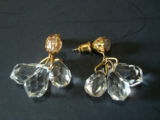   Miriam Haskell Earrings Pierced Dangle Drop Crystal Beads  