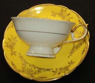 Royal Tettau BAVARIA Antique YELLOW Tea cup and saucer  