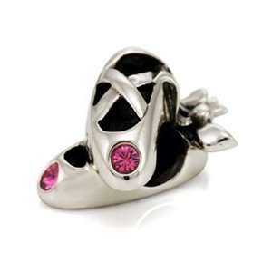 My Beads Sterling Silver and Pink Crystal Ballet Shoes Bead SS/DIAMOND 