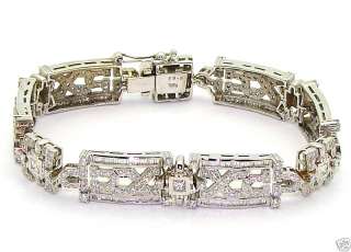 Estate Deco 7ct Diamond 18kt White Gold Tennis Bracelet  