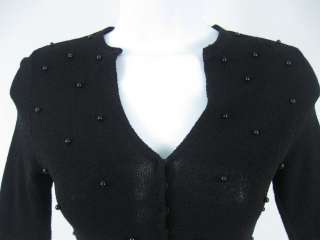 WILLIAM B Black Embellished Cardigan Shirt Top Size S  