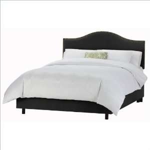   Nail Button Arched Upholstered Bed in Velvet Black Furniture & Decor