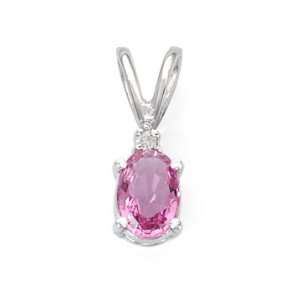  1.02 Ct Pink Sapphire Diamond 14K White Gold Pendant 