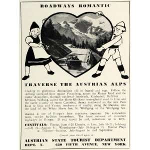 1937 Ad Austrian State Tourist Department New York Alps Austria Travel 