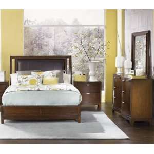   Queen Leather Platform Bed+Dresser+Mirror+Nightstand