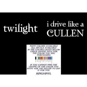  Twilight & I Drive Like a Cullen 6 Decals (White color 