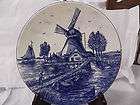 antique holland delft blauw handpainted windmill boat theme old man