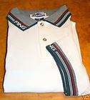 NEW WHITE& DK GREEN PING SHIRT WITH NO CURL COLLAR LG
