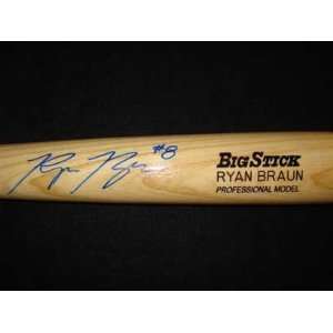 Ryan Braun Autographed Rawlings Big Stick Blonde Bat   Autographed MLB 