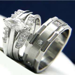   Engagement Mens and Womens Wedding Bridal Band Ring Set New  