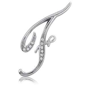   Toned Initial Letter Brooch Pin   F   Womens Brooches & Pins Jewelry
