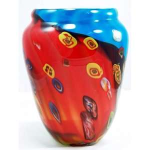   Design 3 Color Glass Vase w/ Murrine Spots 2692 Patio, Lawn & Garden